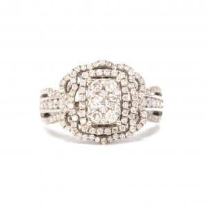 Unique Wavy Halo Cluster 1.33ct #27 - Diamond Ring