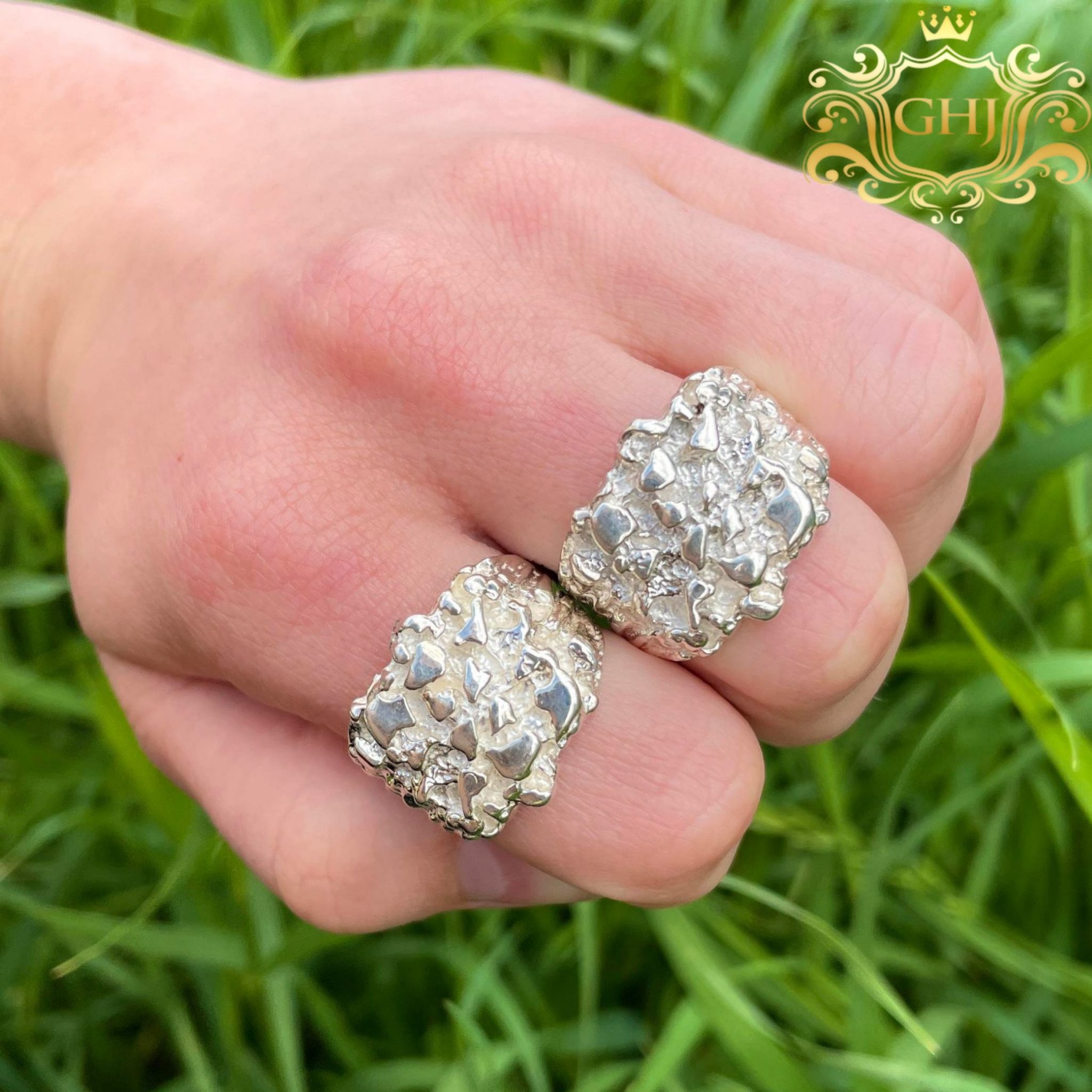 ナゲットリングSilver MOST POPULAR* 204 - Silver Nugget Ring - Golden Hand Jewellery