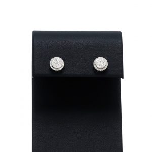 Round Halo Cluster 0.50ct White Gold - Genuine Diamond Earrings