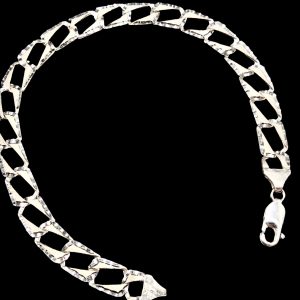 Diamond Cut Square Links 8mm - Silver Bracelet