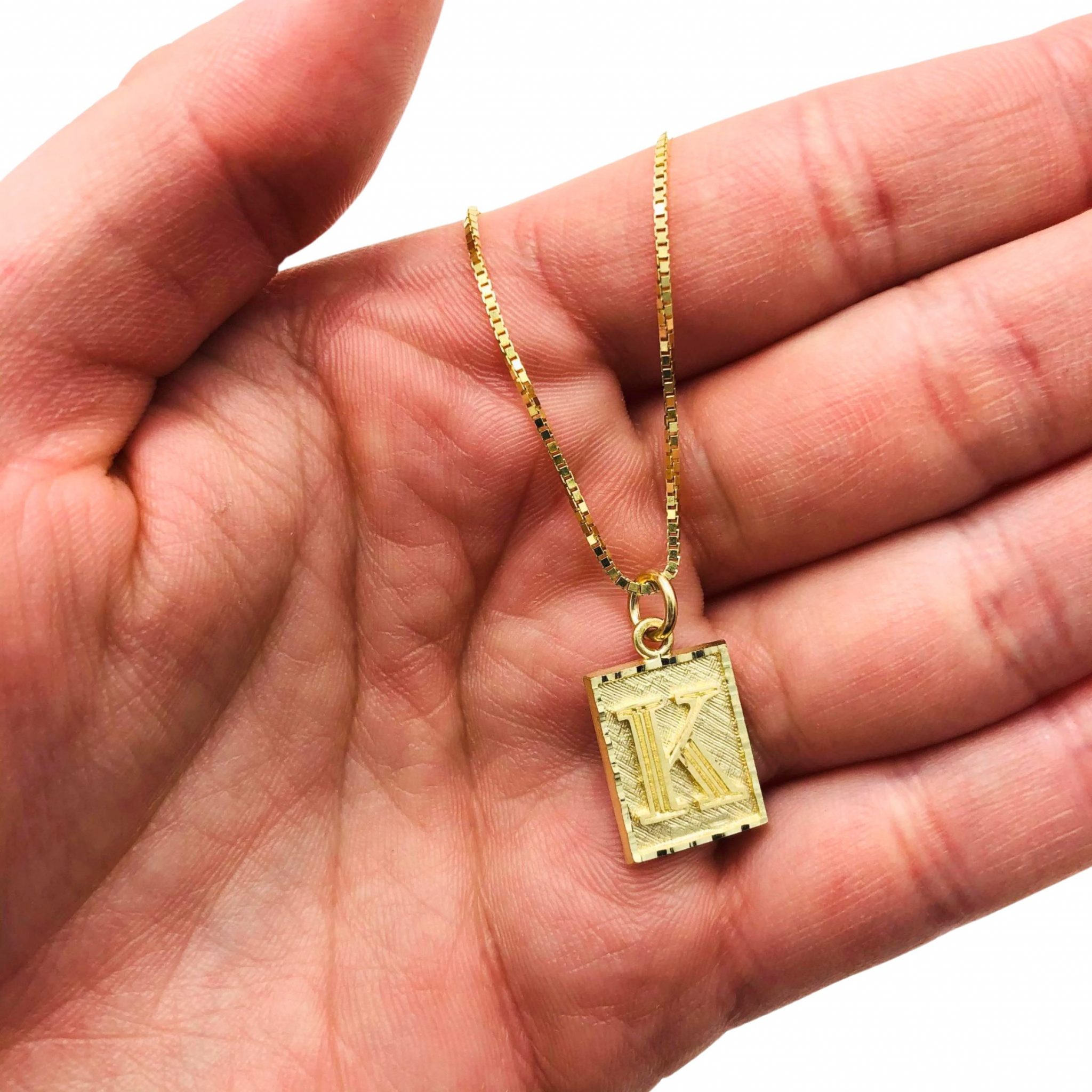 Letter K Square - Pendant - Golden Hand Jewellery