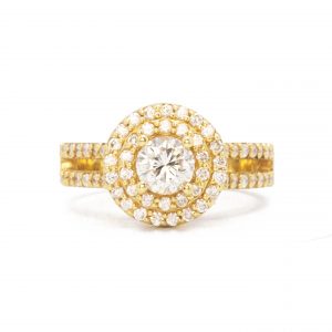Double Halo Yellow Gold 1.30ct #44 - Engagement Ring