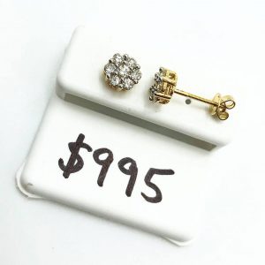 Flower Cluster 0.75ct Yellow Gold - Genuine Diamond Earrings - Image 3