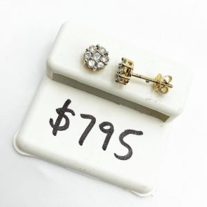 Flower Cluster 0.50ct Yellow Gold - Genuine Diamond Earrings - Image 3