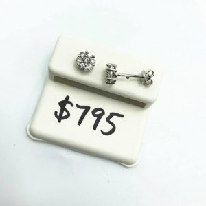 Flower Cluster 0.50ct White Gold - Genuine Diamond Earrings - Image 3
