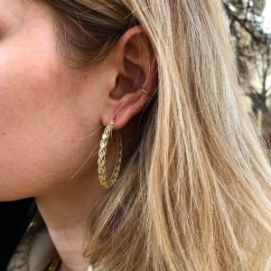 Diamond Cut L Hoops - Earrings - Image 3