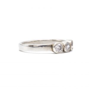 3-Stone CZ Ring  - Silver Ring - Image 3