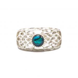 Vine Band with Blue Stone- Silver Ring