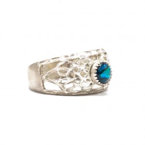 Vine Band with Blue Stone- Silver Ring - Image 3