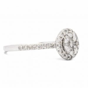 Classic Cluster Halo 0.50ct White Gold - Diamond Ring - Image 4