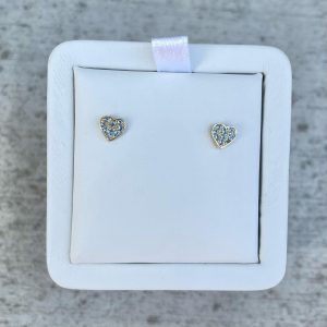 March Birthstone Heart Studs - Earrings