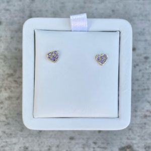 June Birthstone Heart Studs - Earrings