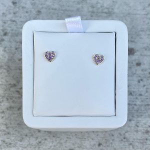 February Birthstone Heart Studs - Earrings