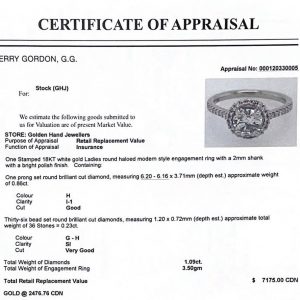 Haloed Round Brilliant Cut 1.09ct #67 - Engagement Ring - Image 4