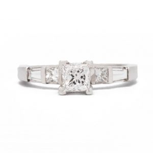 Modern Traditional with Baguettes 0.76ct #115 - Engagement Ring
