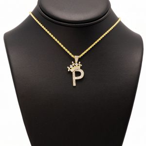 Letter P Crown 0.33ct - Diamond Pendant
