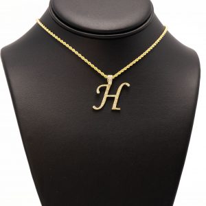 Letter H Thin Cursive 0.62ct - Diamond Pendant