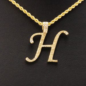 Letter H Thin Cursive 0.62ct - Diamond Pendant - Image 3