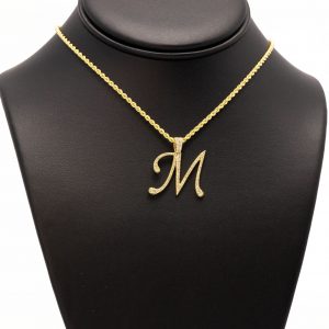Letter M Thin Cursive 0.68ct - Diamond Pendant