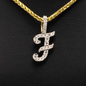 Letter F Thick Cursive 0.33ct - Diamond Pendant - Image 3