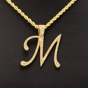 Letter M Thin Cursive 0.68ct - Diamond Pendant - Image 3