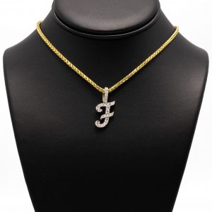 Letter F Thick Cursive 0.33ct - Diamond Pendant