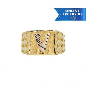 Letter V Two-Tone - Rings