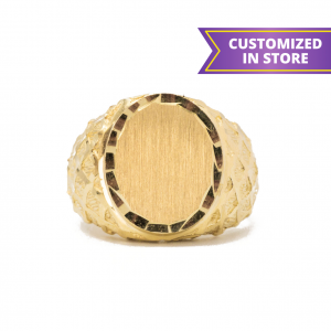 Engravable Diamond Cut Signet - Rings