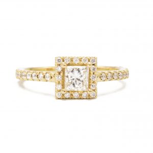 Haloed Princess Cut Solitaire 0.80ct #133 - Diamond Ring