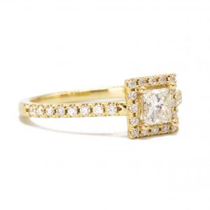 Haloed Princess Cut Solitaire 0.80ct #133 - Diamond Ring - Image 3