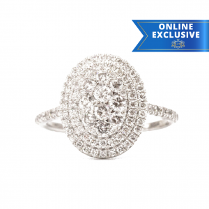 Multi-Halo Oval Cluster 0.89ct - Diamond Ring