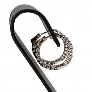 CZ Cluster Hoops - Silver Earrings - Image 3