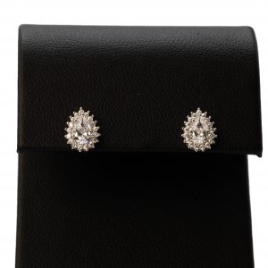 CZ Pear Studs - Silver Earrings