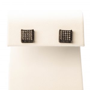 Black CZ Cluster Studs - Silver Earrings