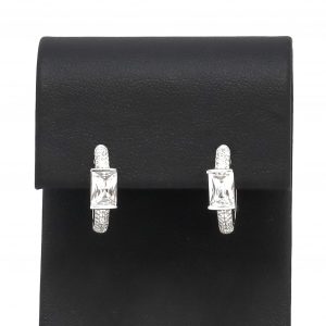 Solitaire CZ Hoops - Silver Earrings