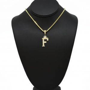 Letter F Crown CZ - Pendant