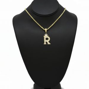 Letter R Crown CZ - Pendant