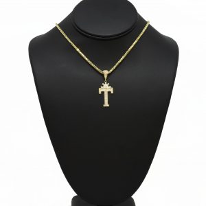 Letter T Crown CZ - Pendant