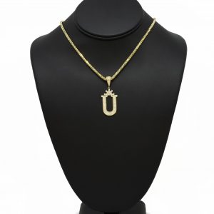 Letter U Crown CZ - Pendant