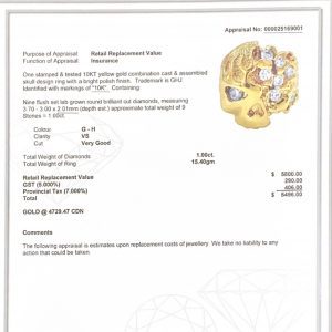 Icy Nugget X Skull 1ct Lab #108- Diamond Nugget Ring - Image 3