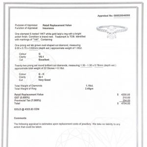 Oval Diamond Ring #109 1.23ct Lab- Diamond Ring - Image 3