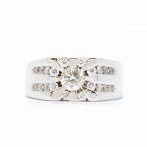 Square Diamond Ring 1.4ct 10k #136- Diamond Ring