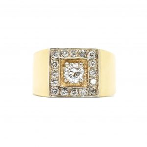 Square Diamond Halo 1.16ct 18k #140- Diamond Ring