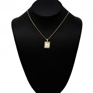 Letter A Square Diamond Cut- Pendant