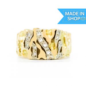 Icy Tree Bark Nugget .30ct 14k #173  - Diamond Nugget Ring