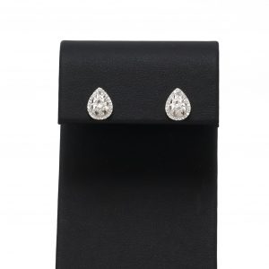 CZ Pear Nugget Studs - Silver Earrings