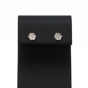 Hexagon Nugget Studs - Silver Earrings