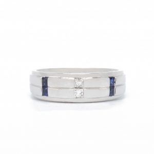 Sapphire Diamond Band .26ct - Diamond Ring