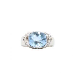 Aquamarine 14k #196 - Diamond Ring