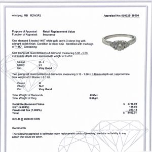 Three Brilliant Cut Diamonds .58ct #154- Diamond Ring - Image 3